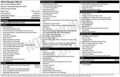 2016 Chrysler 200 LX