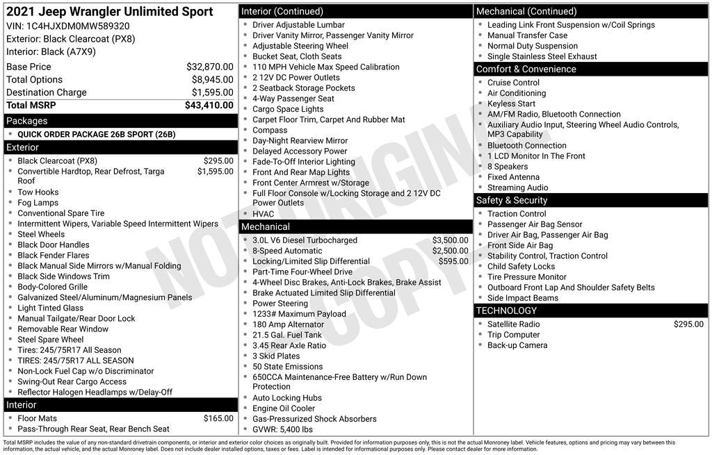 2021 Jeep Wrangler Unlimited Sport