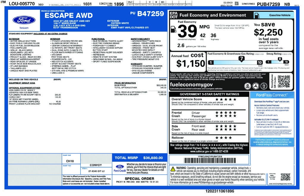 2023 Ford Escape Hybrid ST-Line Select