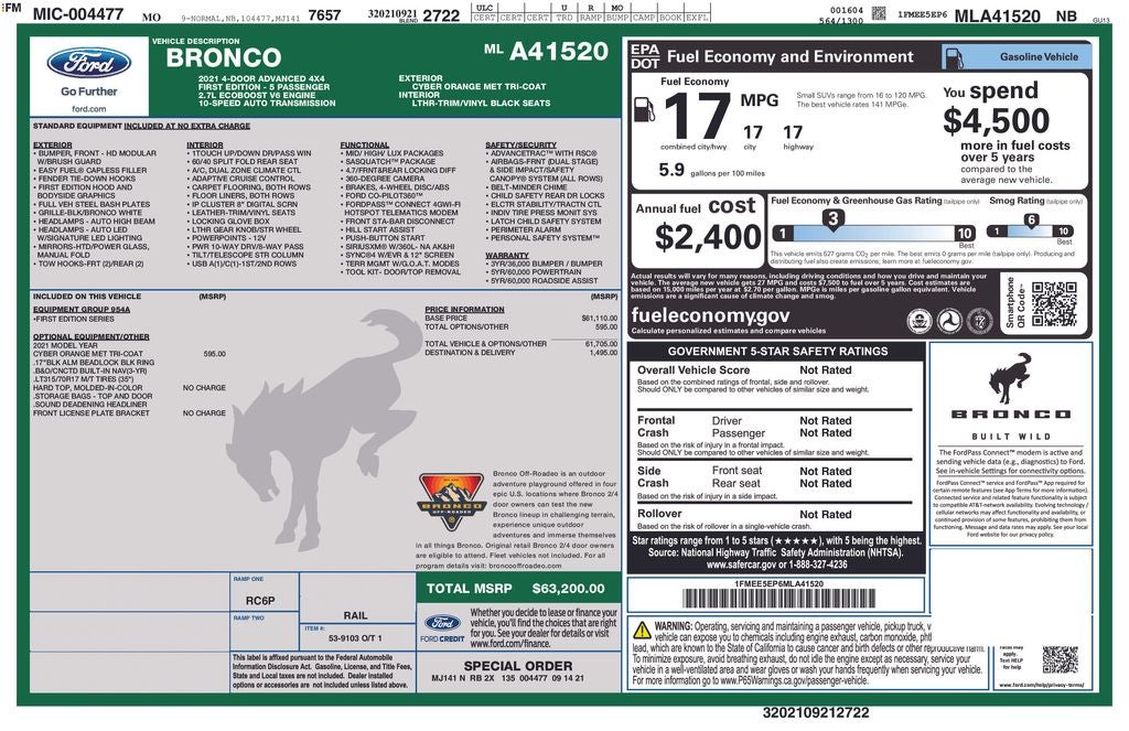 2021 Ford Bronco First Edition