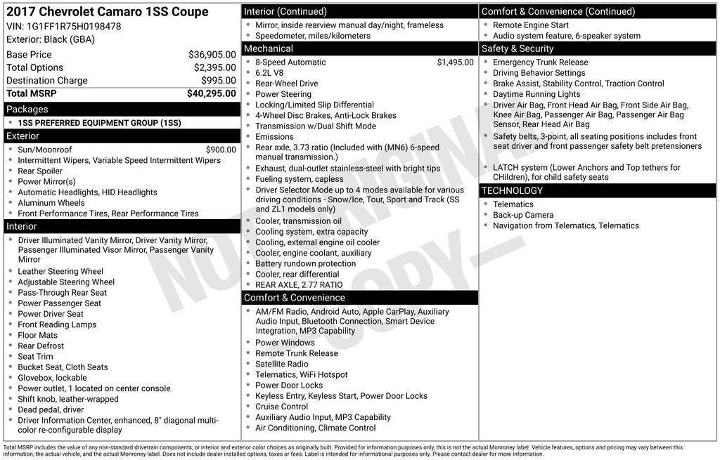 2017 Chevrolet Camaro SS 1SS