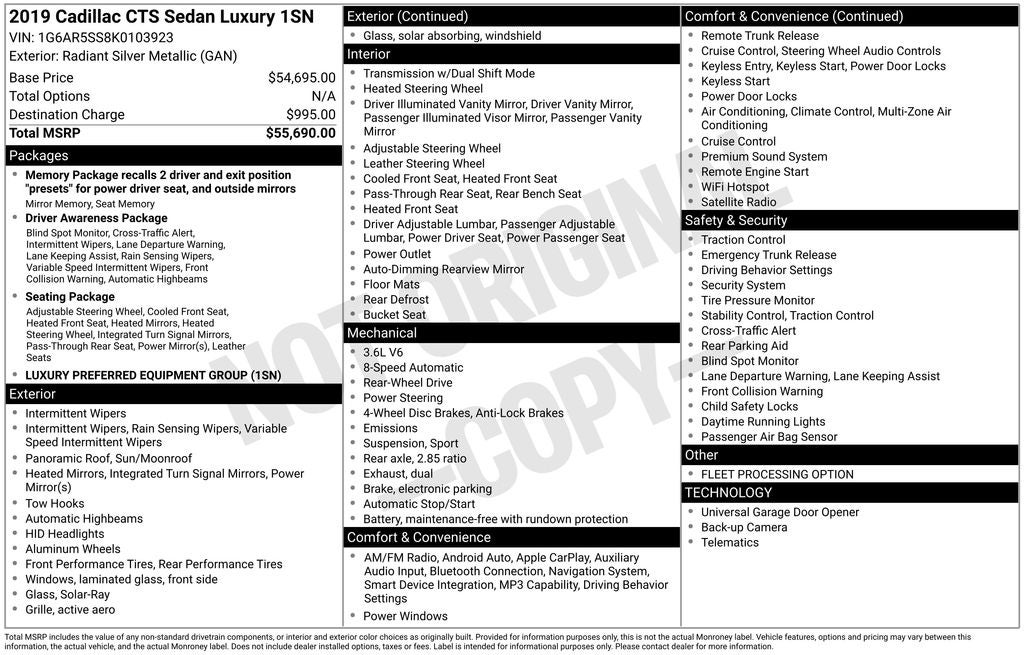 2019 Cadillac CTS 3.6L Luxury