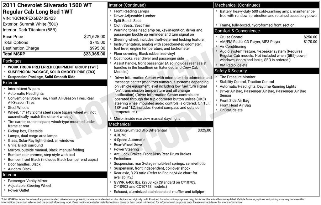 2011 Chevrolet Silverado 1500 Work Truck