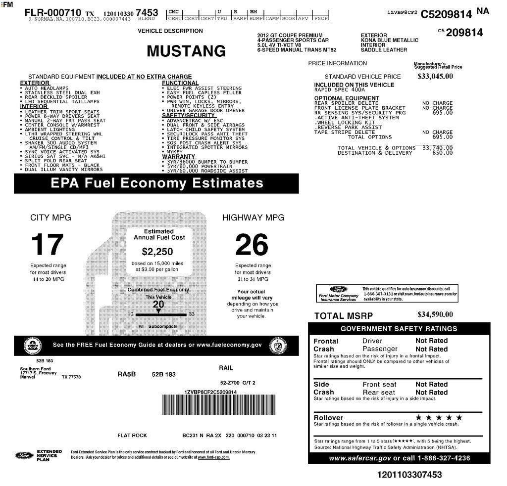 2012 Ford Mustang GT Premium