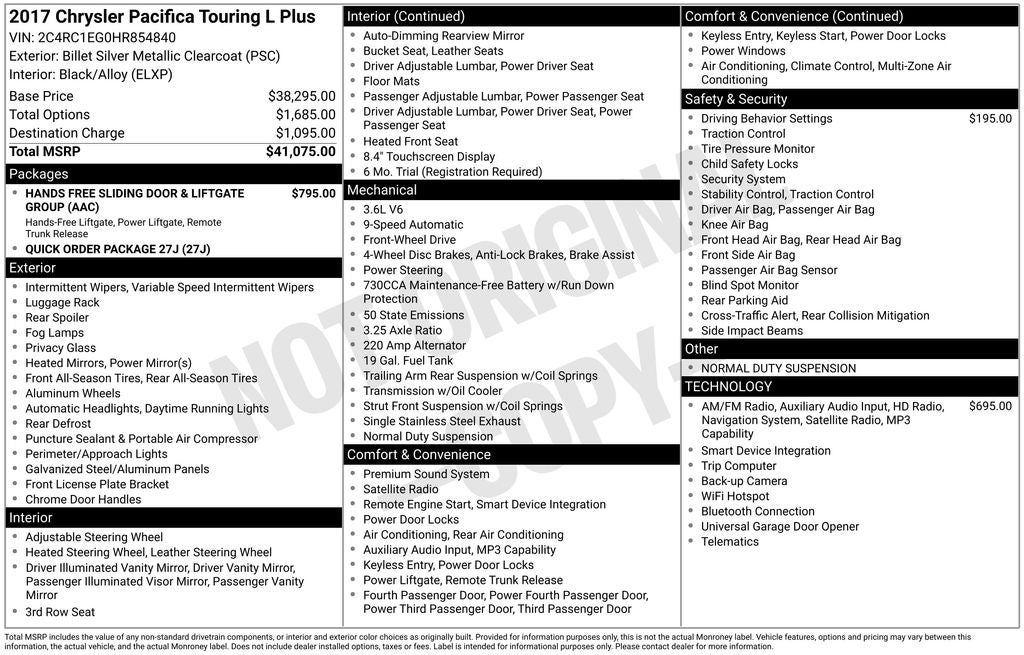 2017 Chrysler Pacifica Touring L Plus