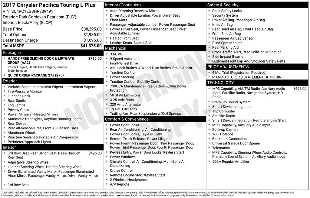2017 Chrysler Pacifica Touring L Plus