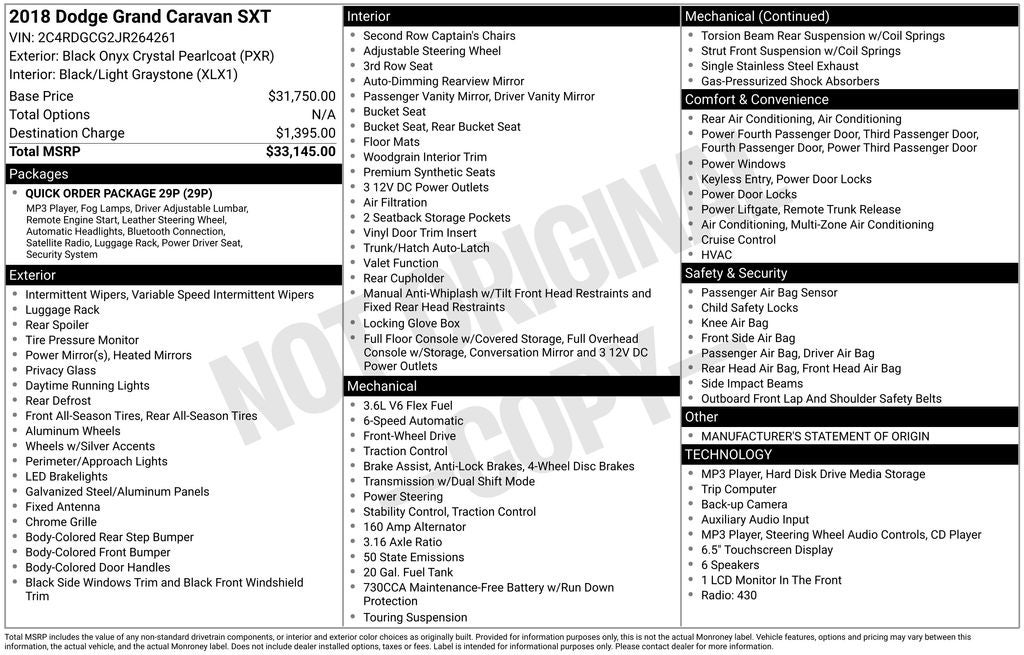 2018 Dodge Grand Caravan SXT
