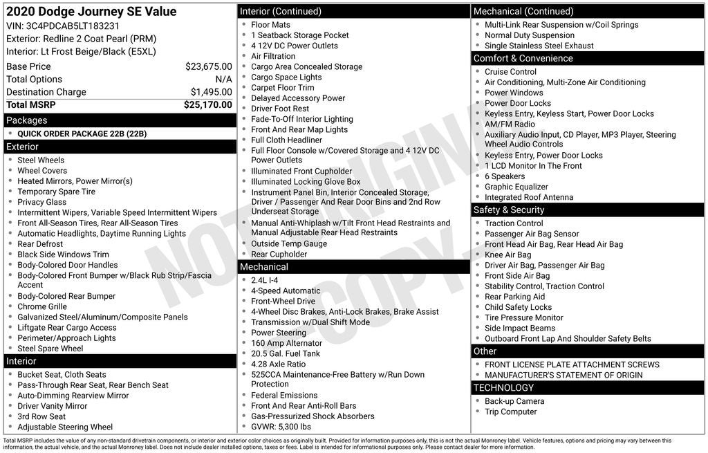 2020 Dodge Journey SE