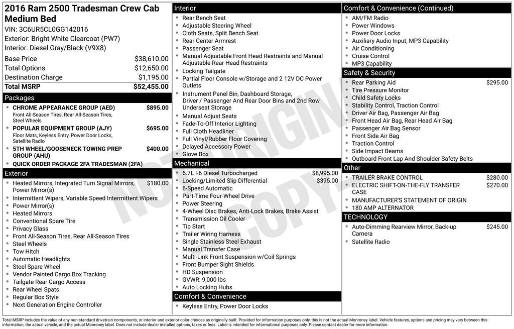 2016 RAM 2500 Tradesman