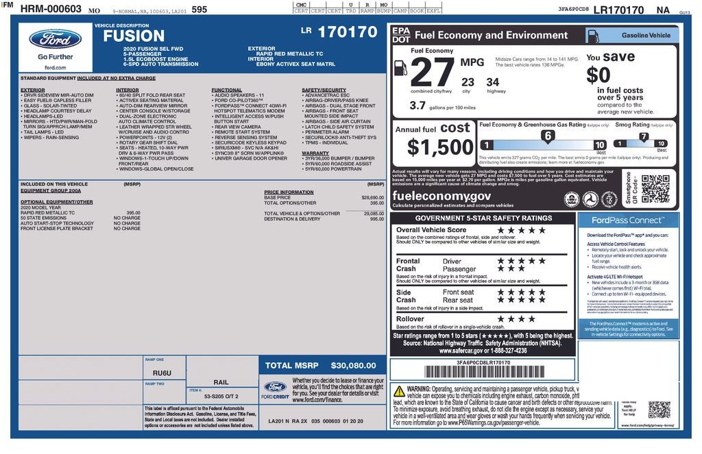 2020 Ford Fusion SEL