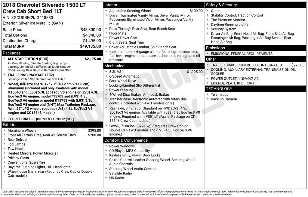 2018 Chevrolet Silverado 1500 LT LT1