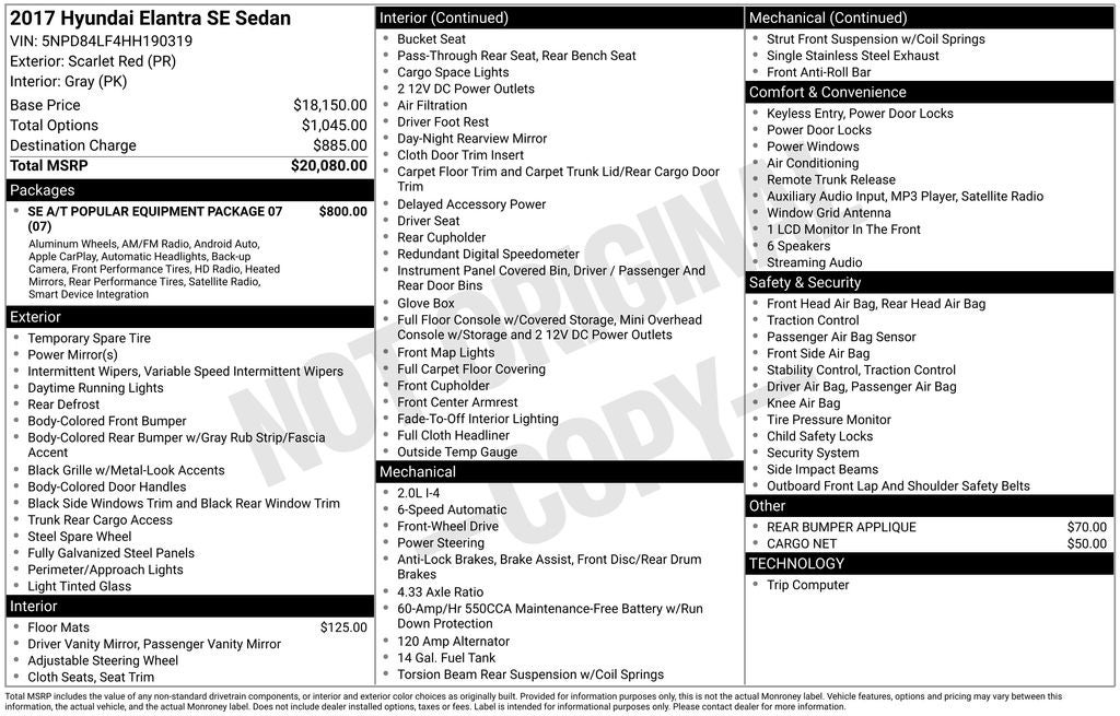 2017 Hyundai Elantra SE