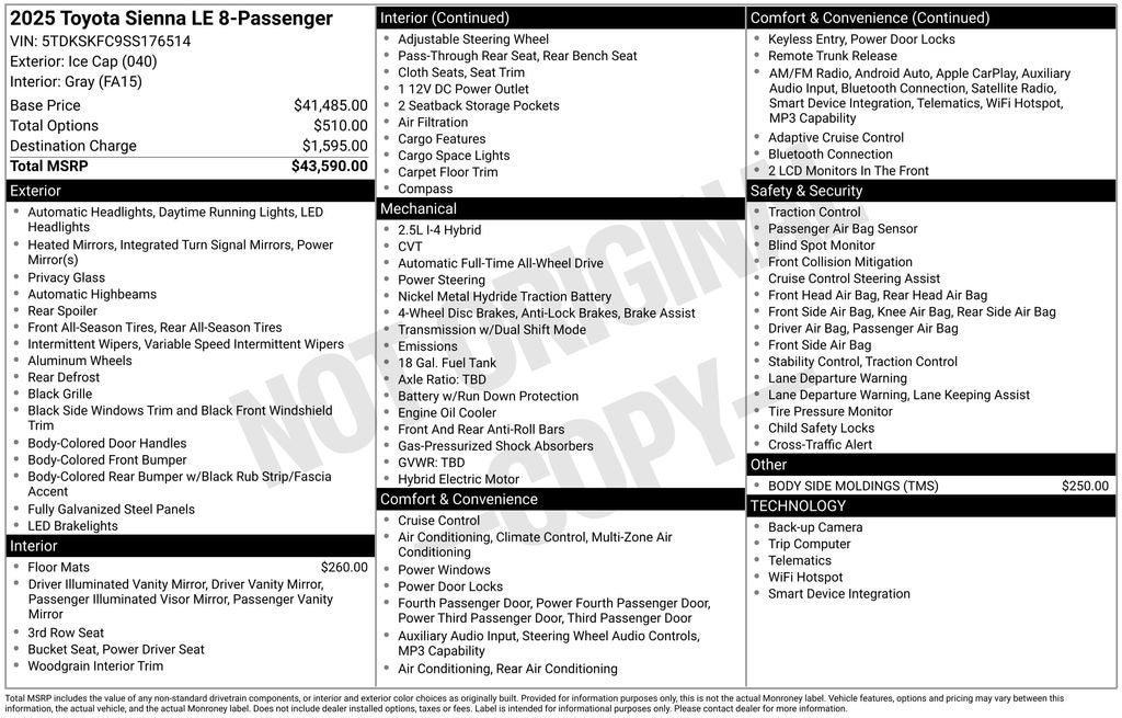 2025 Toyota Sienna LE 8 Passenger