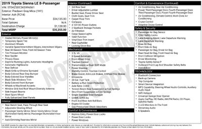 2019 Toyota Sienna LE 8 Passenger