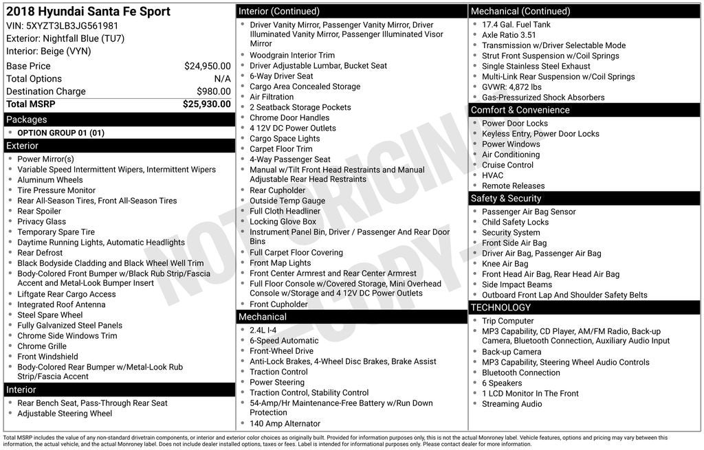 2018 Hyundai Santa Fe Sport 2.4 Base