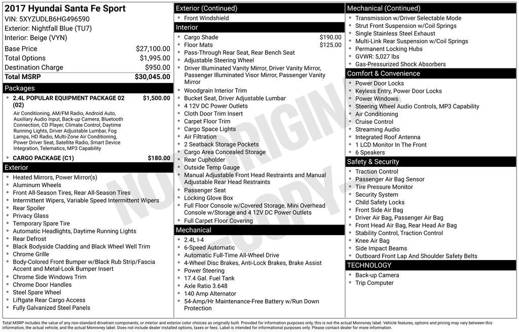 2017 Hyundai Santa Fe Sport 2.4 Base