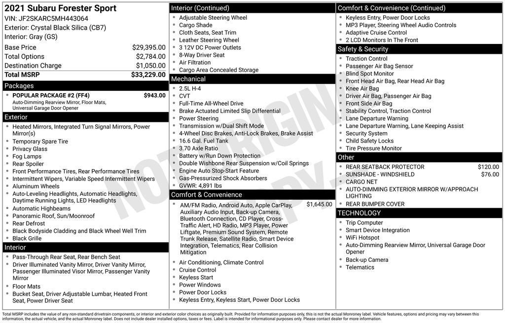 2021 Subaru Forester Sport