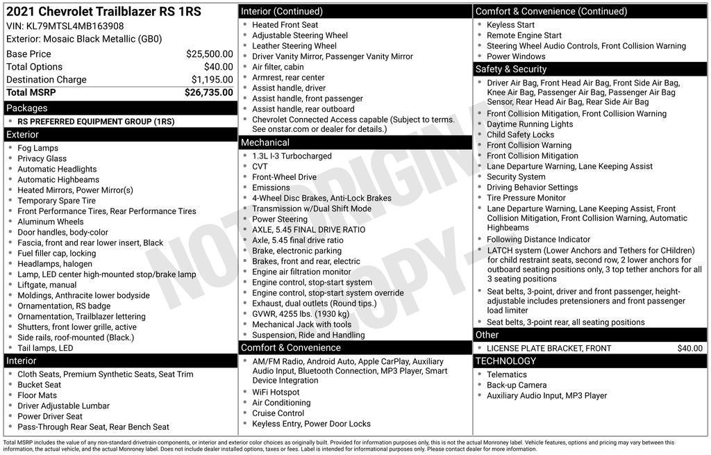 2021 Chevrolet TrailBlazer RS