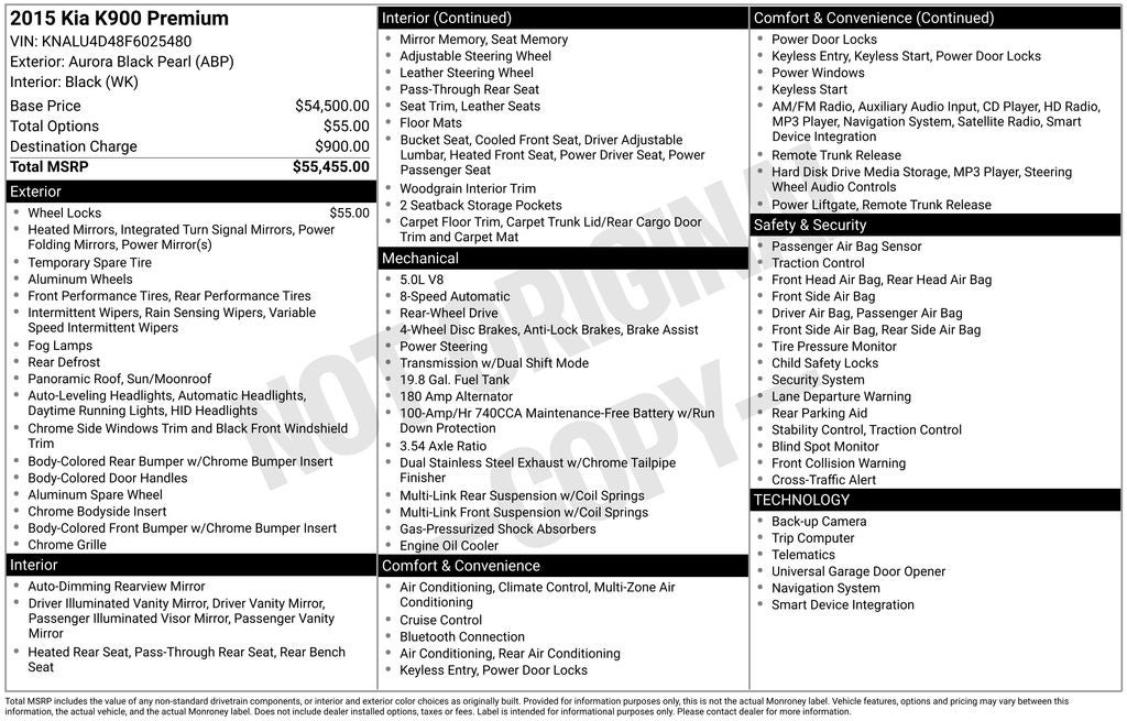 2015 Kia K900 Premium