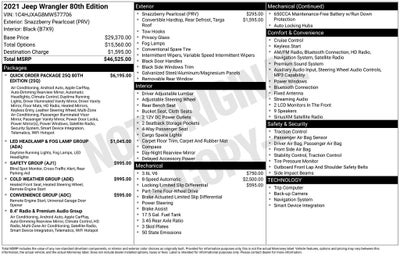 2021 Jeep Wrangler 80th Anniversary 4x4