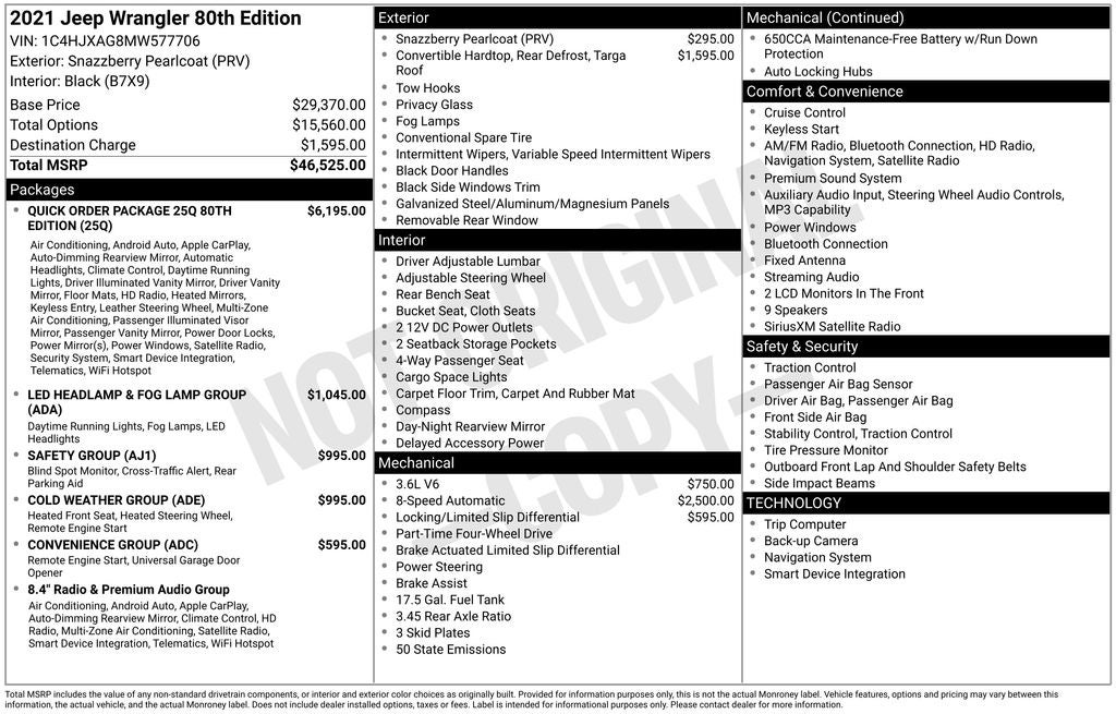 2021 Jeep Wrangler 80th Anniversary 4x4