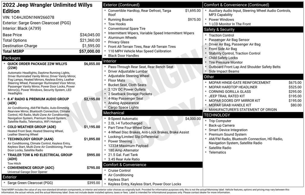 2022 Jeep Wrangler Unlimited Willys
