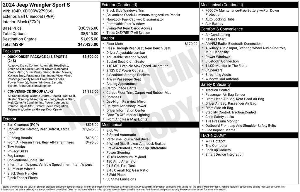 2024 Jeep Wrangler 4-Door Sport S 4x4