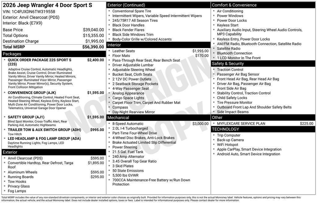 2026 Jeep Wrangler WRANGLER 4-DOOR SPORT S