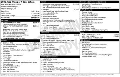 2026 Jeep Wrangler WRANGLER 4-DOOR SAHARA