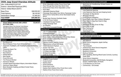 2026 Jeep Grand Cherokee GRAND CHEROKEE LAREDO ALTITUDE 4X4