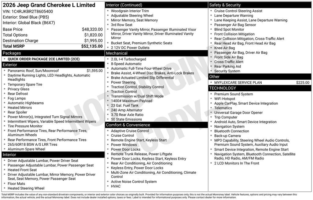 2026 Jeep Grand Cherokee GRAND CHEROKEE L LIMITED 4X4
