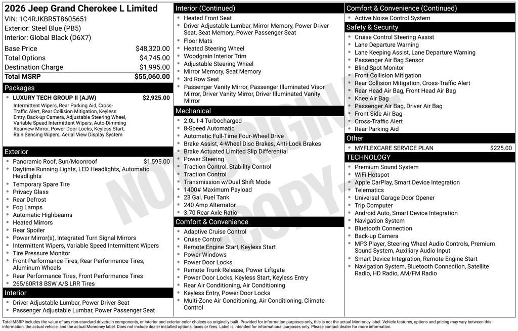 2026 Jeep Grand Cherokee GRAND CHEROKEE L LIMITED 4X4