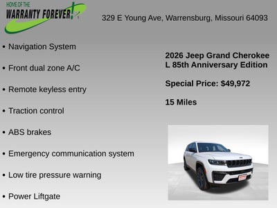 2026 Jeep Grand Cherokee GRAND CHEROKEE L 85TH ANNIVERSARY EDITION 4X4