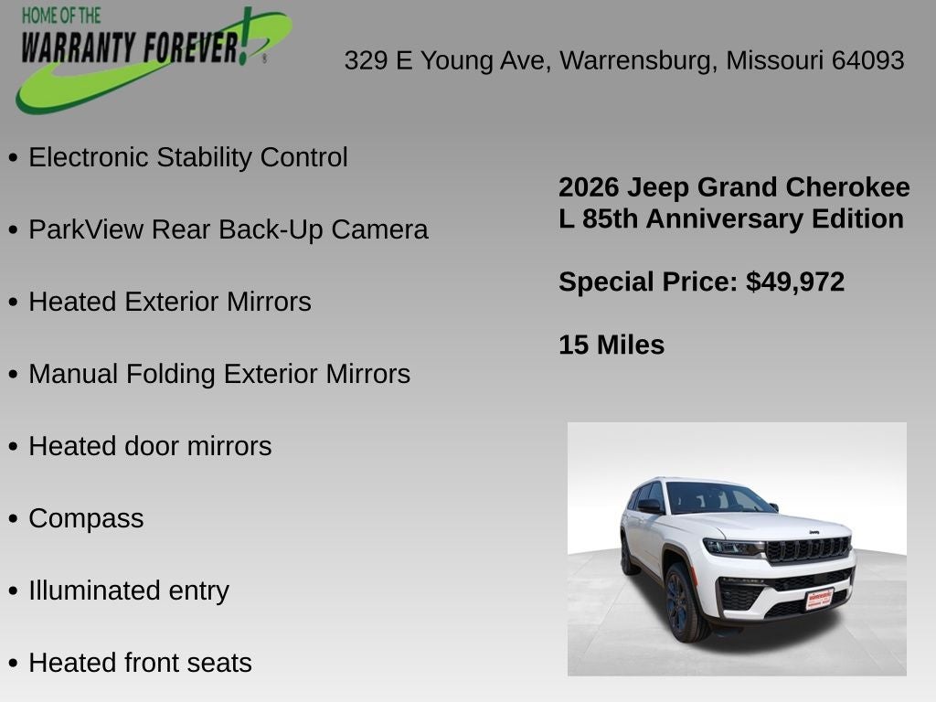 2026 Jeep Grand Cherokee GRAND CHEROKEE L 85TH ANNIVERSARY EDITION 4X4