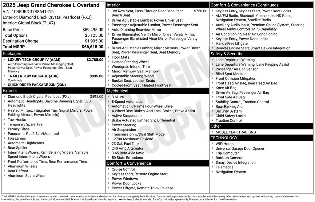 2025 Jeep Grand Cherokee GRAND CHEROKEE L OVERLAND 4X4