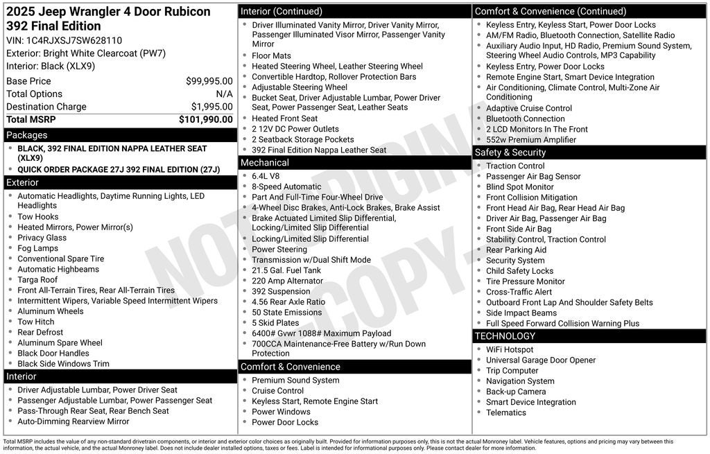 2025 Jeep Wrangler WRANGLER 4-DOOR RUBICON 392