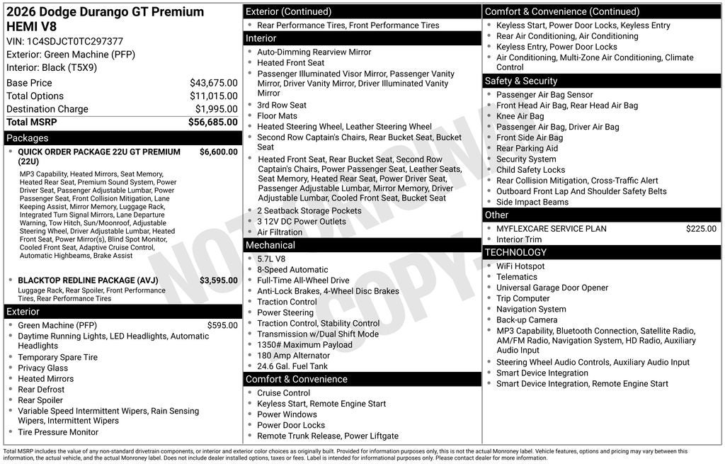 2026 Dodge Durango DURANGO GT PREMIUM AWD HEMI V8