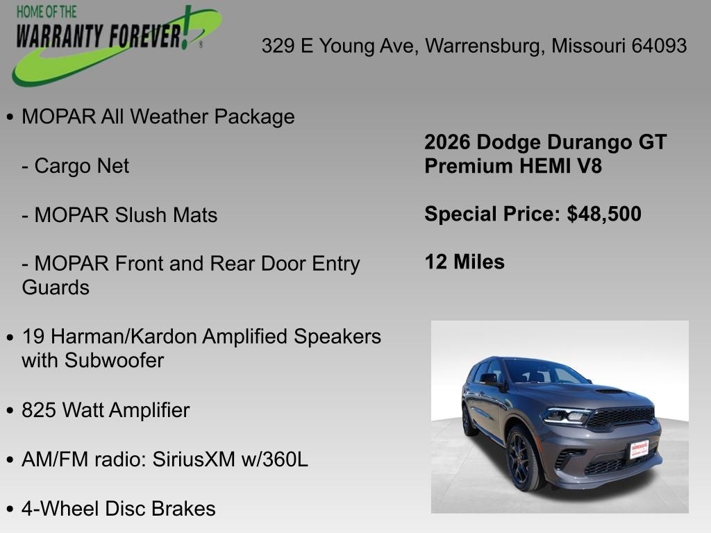 2026 Dodge Durango DURANGO GT PREMIUM AWD HEMI V8