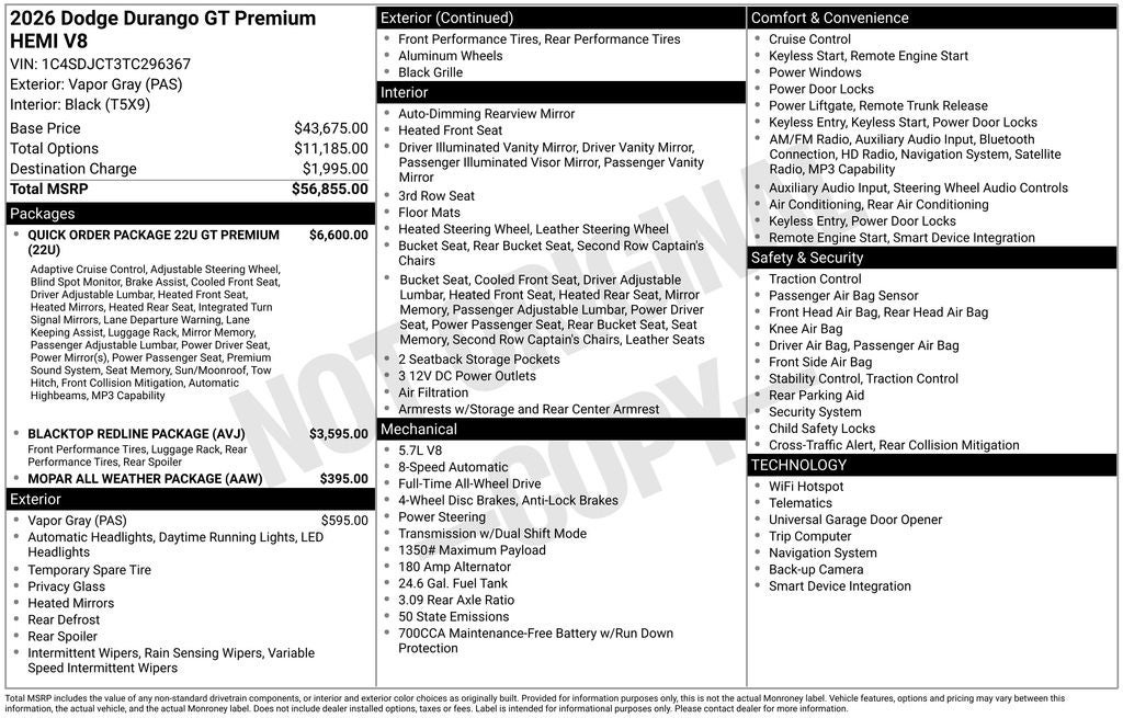 2026 Dodge Durango GT Premium HEMI V8