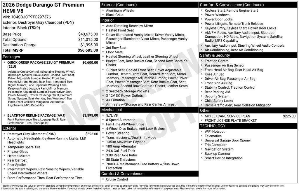 2026 Dodge Durango DURANGO GT PREMIUM AWD HEMI V8