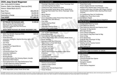 2026 Jeep Grand Wagoneer GRAND WAGONEER 4X4