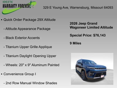 2026 Jeep Grand Wagoneer GRAND WAGONEER LIMITED ALTITUDE 4X4