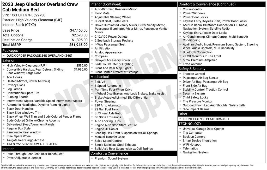 2023 Jeep Gladiator Overland 4x4