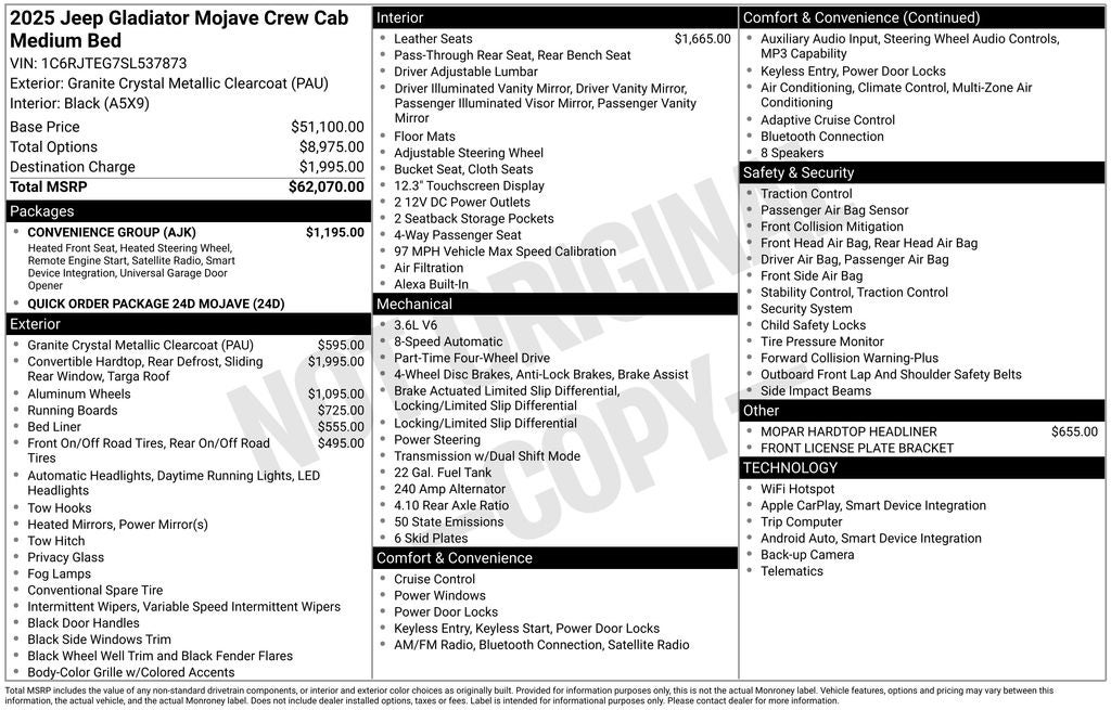 2025 Jeep Gladiator GLADIATOR MOJAVE 4X4