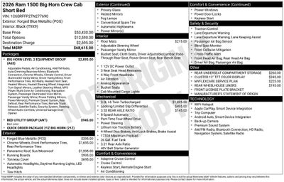 2026 RAM Ram 1500 RAM 1500 BIG HORN CREW CAB 4X4 5'7' BOX