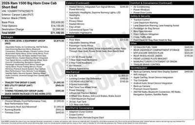 2026 RAM Ram 1500 RAM 1500 BIG HORN CREW CAB 4X4 5'7' BOX