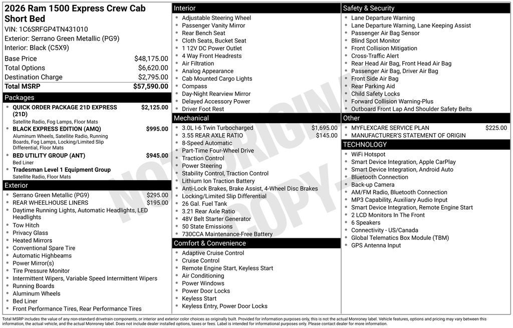 2026 RAM Ram 1500 RAM 1500 EXPRESS CREW CAB 4X4 5'7' BOX