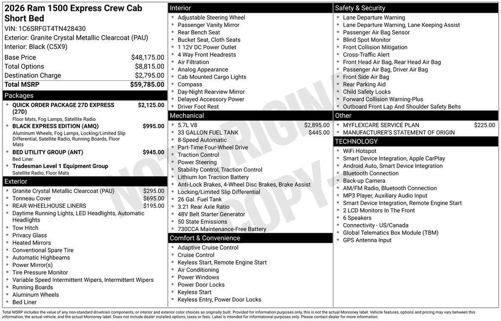 2026 RAM 1500 RAM 1500 EXPRESS CREW CAB 4X4 5'7' BOX