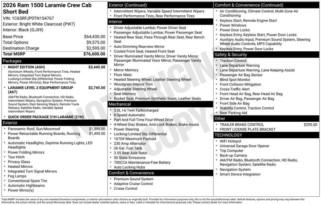 2026 RAM Ram 1500 RAM 1500 LARAMIE CREW CAB 4X4 5'7' BOX