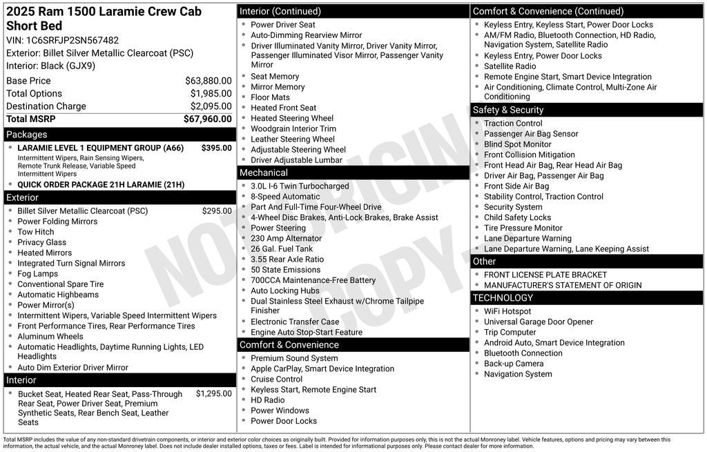 2025 RAM 1500 Laramie Crew Cab 4x4 5'7' Box